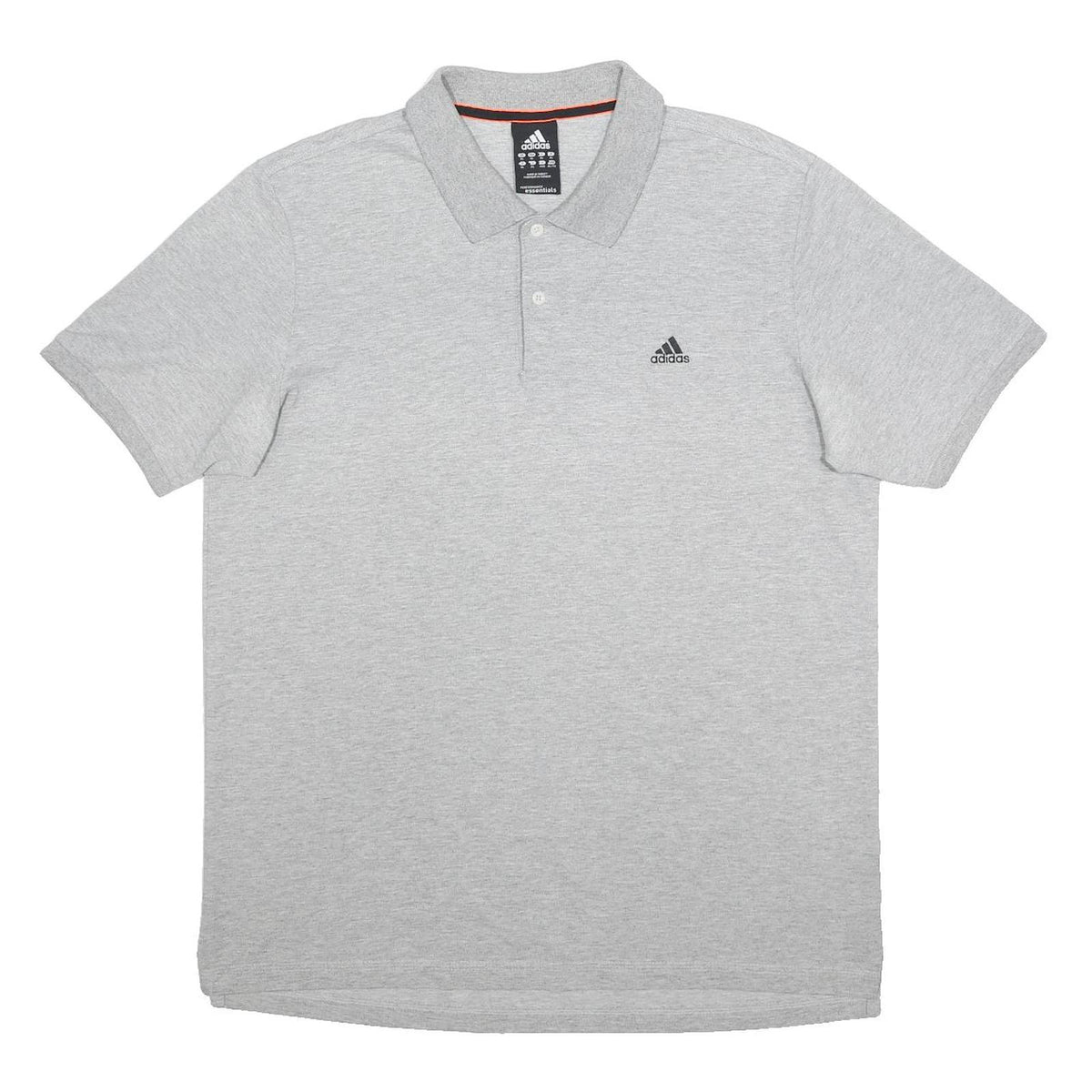 ADIDAS Mens Grey Short Sleeve Plain Polo Shirt XL Cotton Blend Casual Sportswear