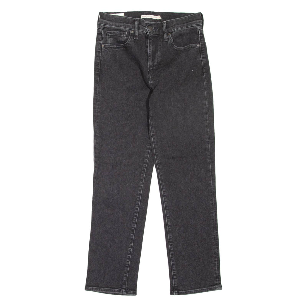LEVI'S 724 High Rise Crop BIG E Womens Jeans Black Regular Straight W26 L25