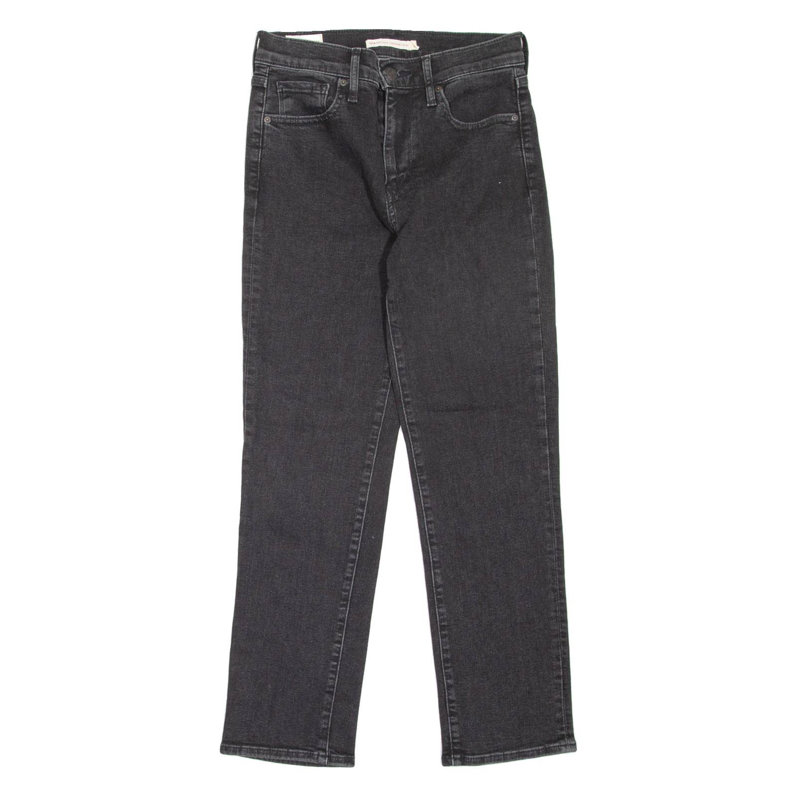 LEVI'S 724 High Rise Crop BIG E Womens Jeans Black Regular Straight W26 L25