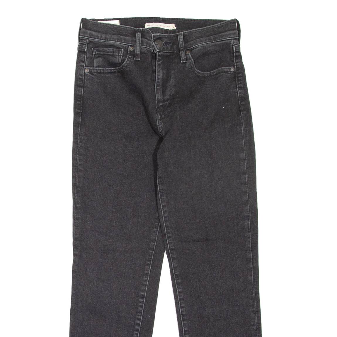 LEVI'S 724 High Rise Crop BIG E Womens Jeans Black Regular Straight W26 L25