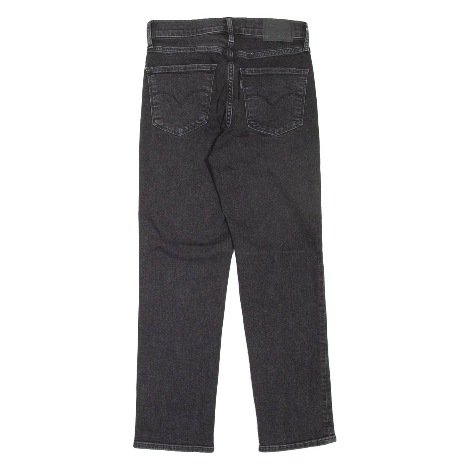 LEVI'S 724 High Rise Crop BIG E Womens Jeans Black Regular Straight W26 L25