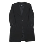DKNY Womens Black Classic Jacket M Polyester Blend Button Plain Elegant Stylish