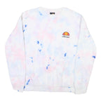 ELLESSE Womens White Blue Pink Tie Dye Sweatshirt Crew Neck UK 10 Casual