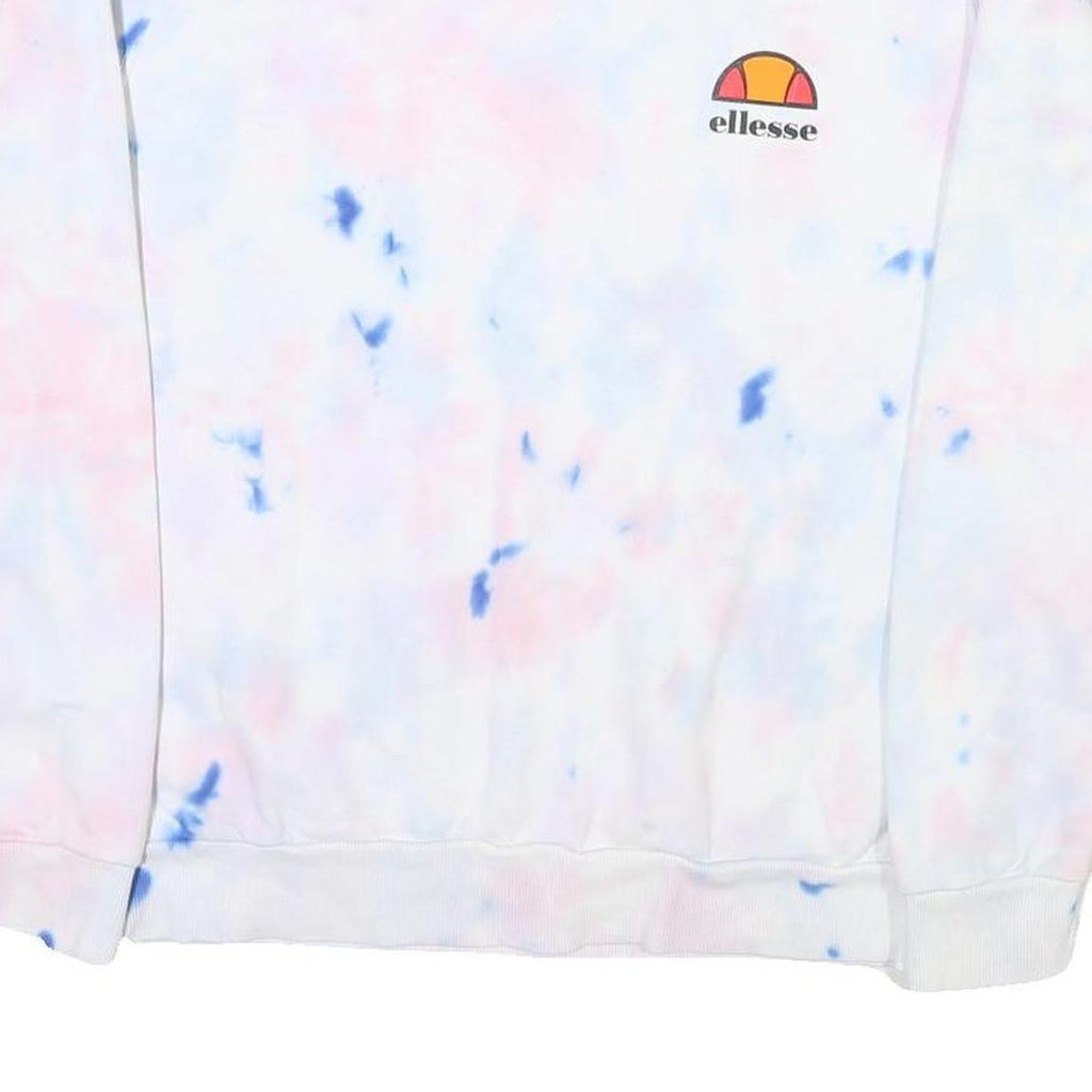 ELLESSE Womens White Blue Pink Tie Dye Sweatshirt Crew Neck UK 10 Casual