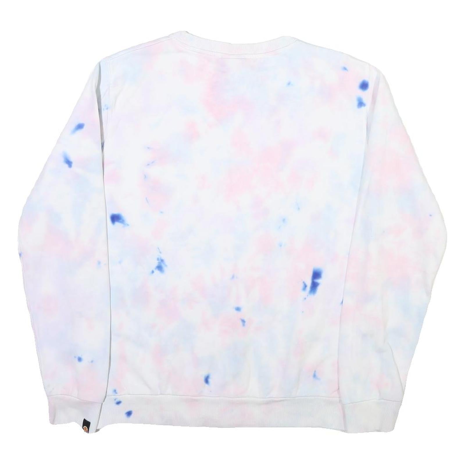 ELLESSE Womens White Blue Pink Tie Dye Sweatshirt Crew Neck UK 10 Casual