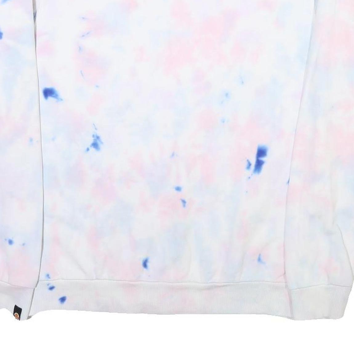 ELLESSE Womens White Blue Pink Tie Dye Sweatshirt Crew Neck UK 10 Casual