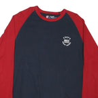 CHAPS Mens Navy & Red Graphic T-Shirt L Long Sleeve Crew Neck Cotton Blend