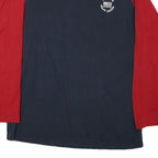 CHAPS Mens Navy & Red Graphic T-Shirt L Long Sleeve Crew Neck Cotton Blend