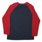CHAPS Mens Navy & Red Graphic T-Shirt L Long Sleeve Crew Neck Cotton Blend