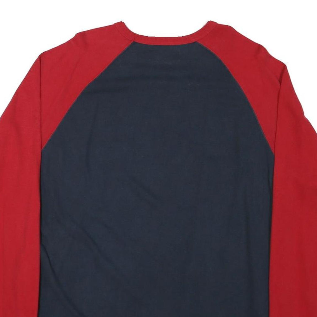 CHAPS Mens Navy & Red Graphic T-Shirt L Long Sleeve Crew Neck Cotton Blend