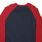CHAPS Mens Navy & Red Graphic T-Shirt L Long Sleeve Crew Neck Cotton Blend