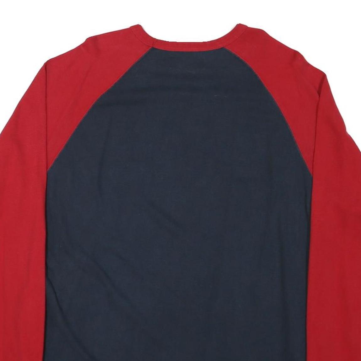 CHAPS Mens Navy & Red Graphic T-Shirt L Long Sleeve Crew Neck Cotton Blend