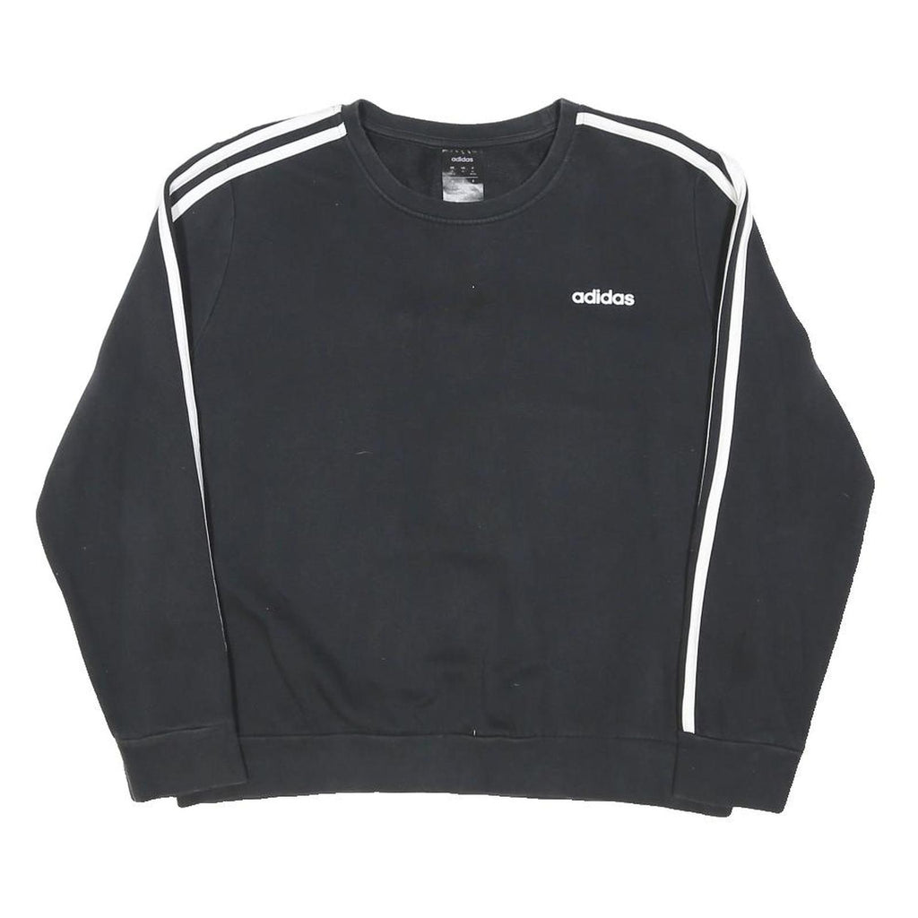 ADIDAS Womens Black Sweatshirt Crew Neck UK 20 Cotton Blend Pullover Casual