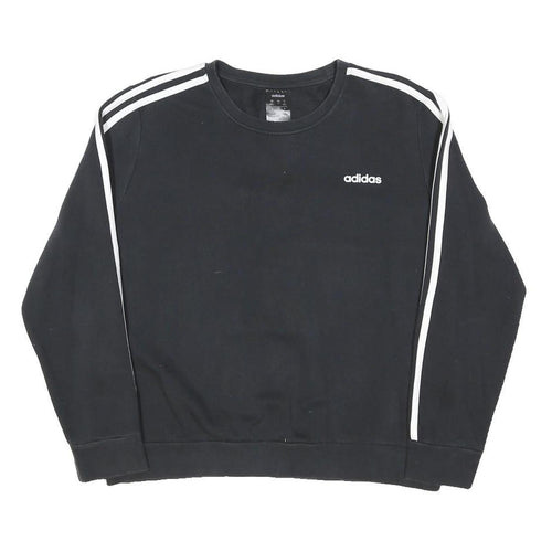 ADIDAS Womens Black Sweatshirt Crew Neck UK 20 Cotton Blend Pullover Casual