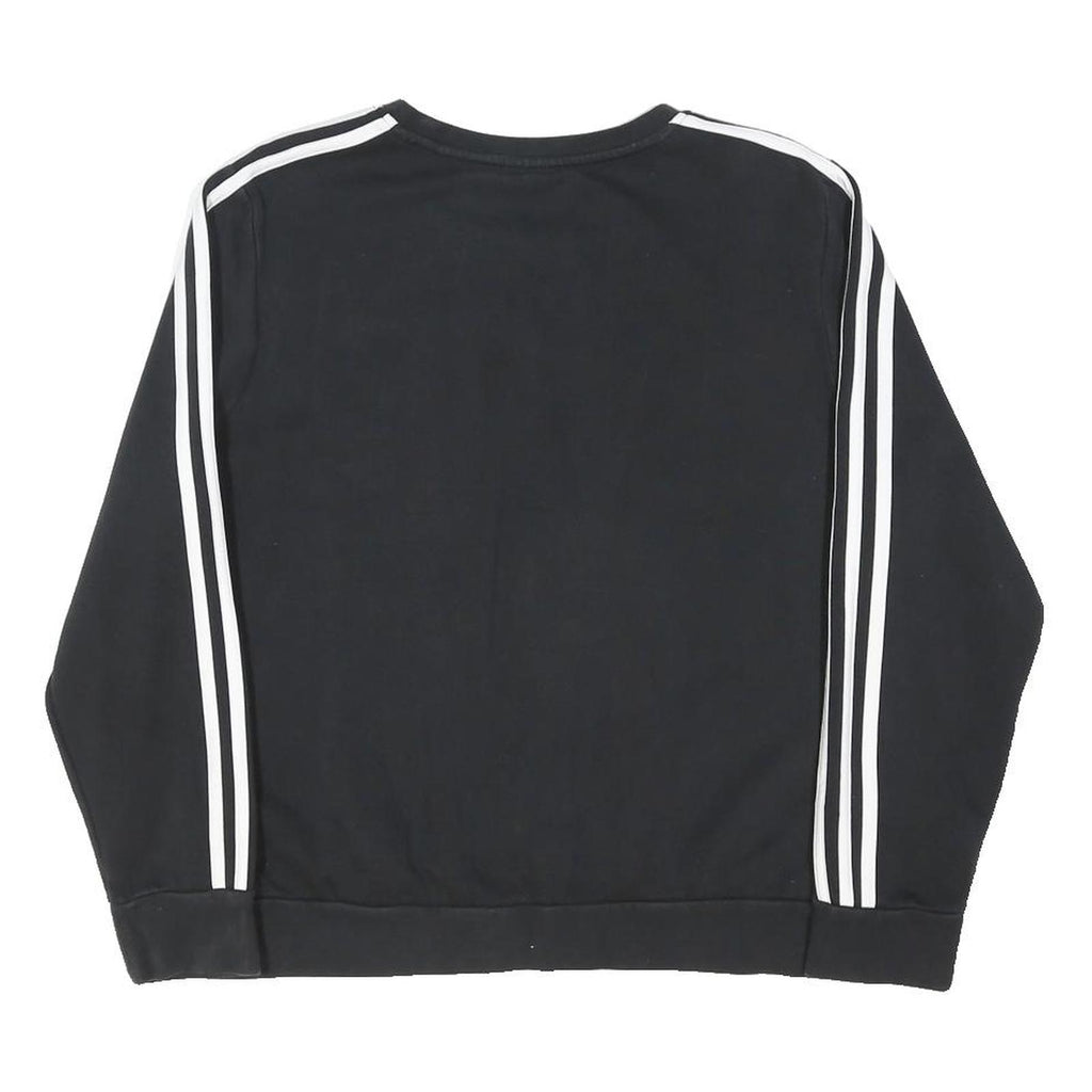 ADIDAS Womens Black Sweatshirt Crew Neck UK 20 Cotton Blend Pullover Casual