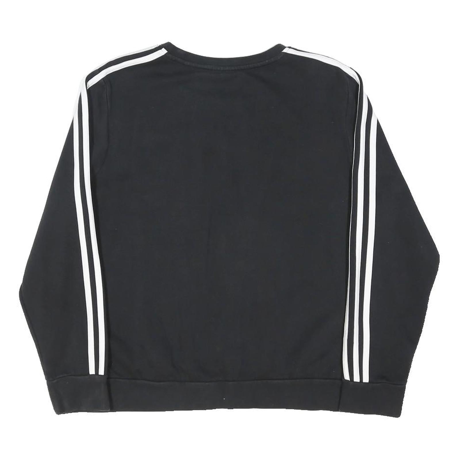 ADIDAS Womens Black Sweatshirt Crew Neck UK 20 Cotton Blend Pullover Casual