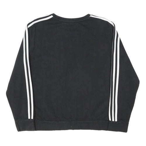 ADIDAS Womens Black Sweatshirt Crew Neck UK 20 Cotton Blend Pullover Casual
