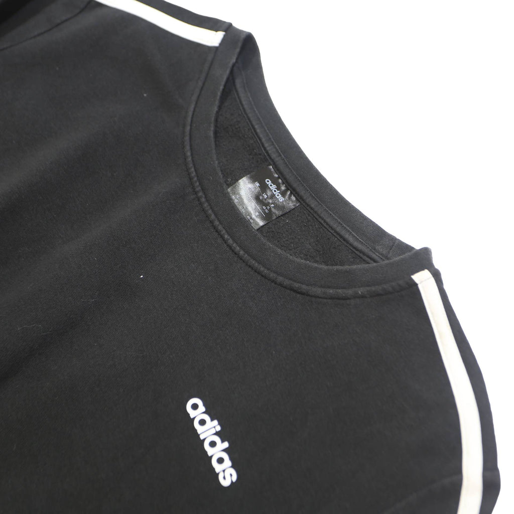 ADIDAS Womens Black Sweatshirt Crew Neck UK 20 Cotton Blend Pullover Casual