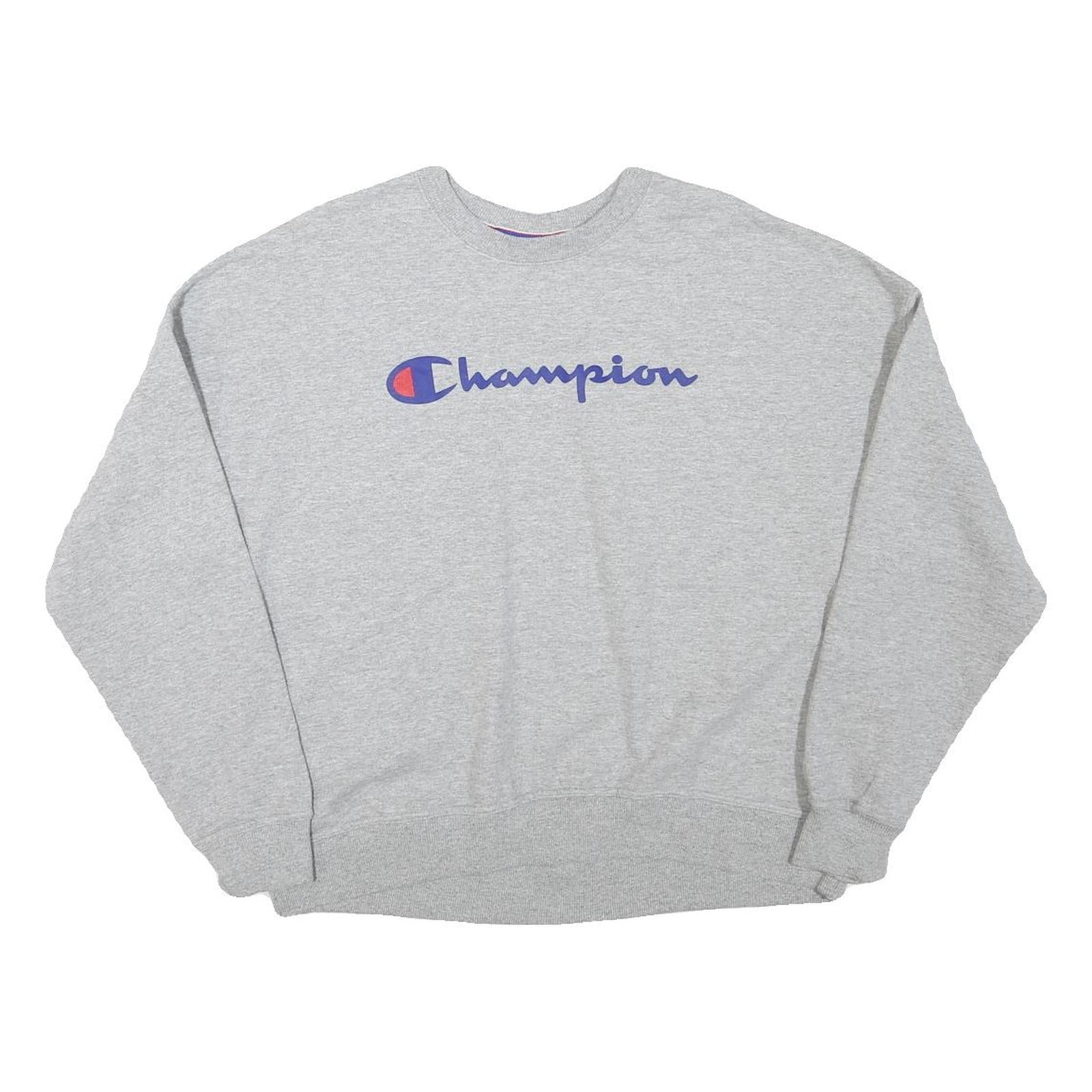 CHAMPION Womens Grey Cotton Blend Crew Neck L Sweatshirt Logo Casual