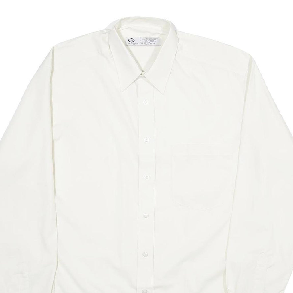 C&A Mens White Plain Shirt M Classic Button Collar Long Sleeve Casual