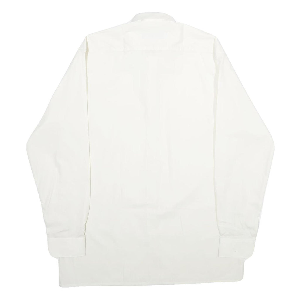 C&A Mens White Plain Shirt M Classic Button Collar Long Sleeve Casual