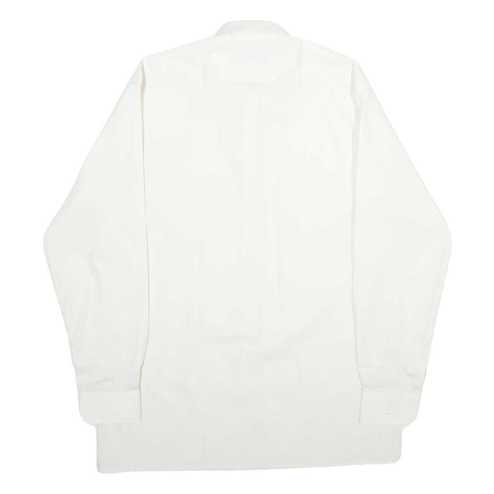 C&A Mens White Plain Shirt M Classic Button Collar Long Sleeve Casual