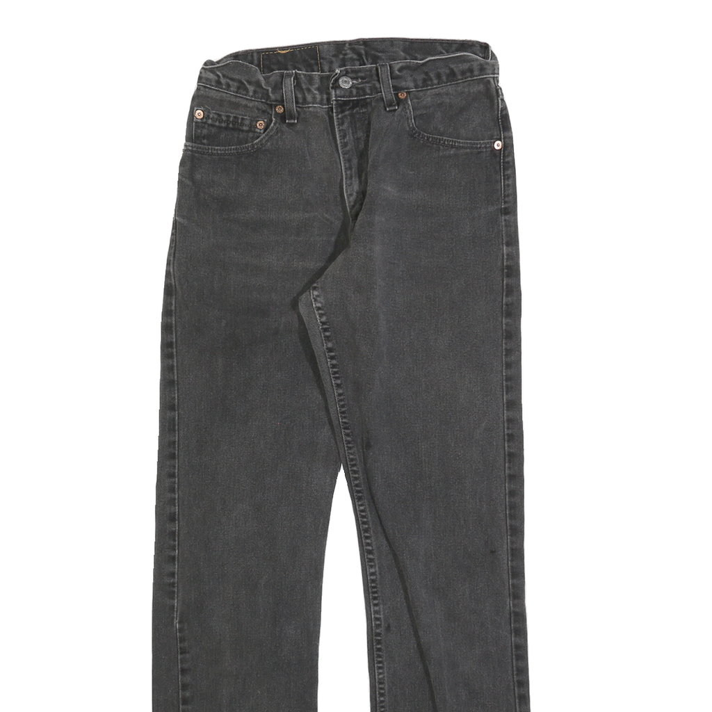 LEVI'S 505 Mens Jeans Black Regular Straight Denim Medium W26 L31 Frayed Hem