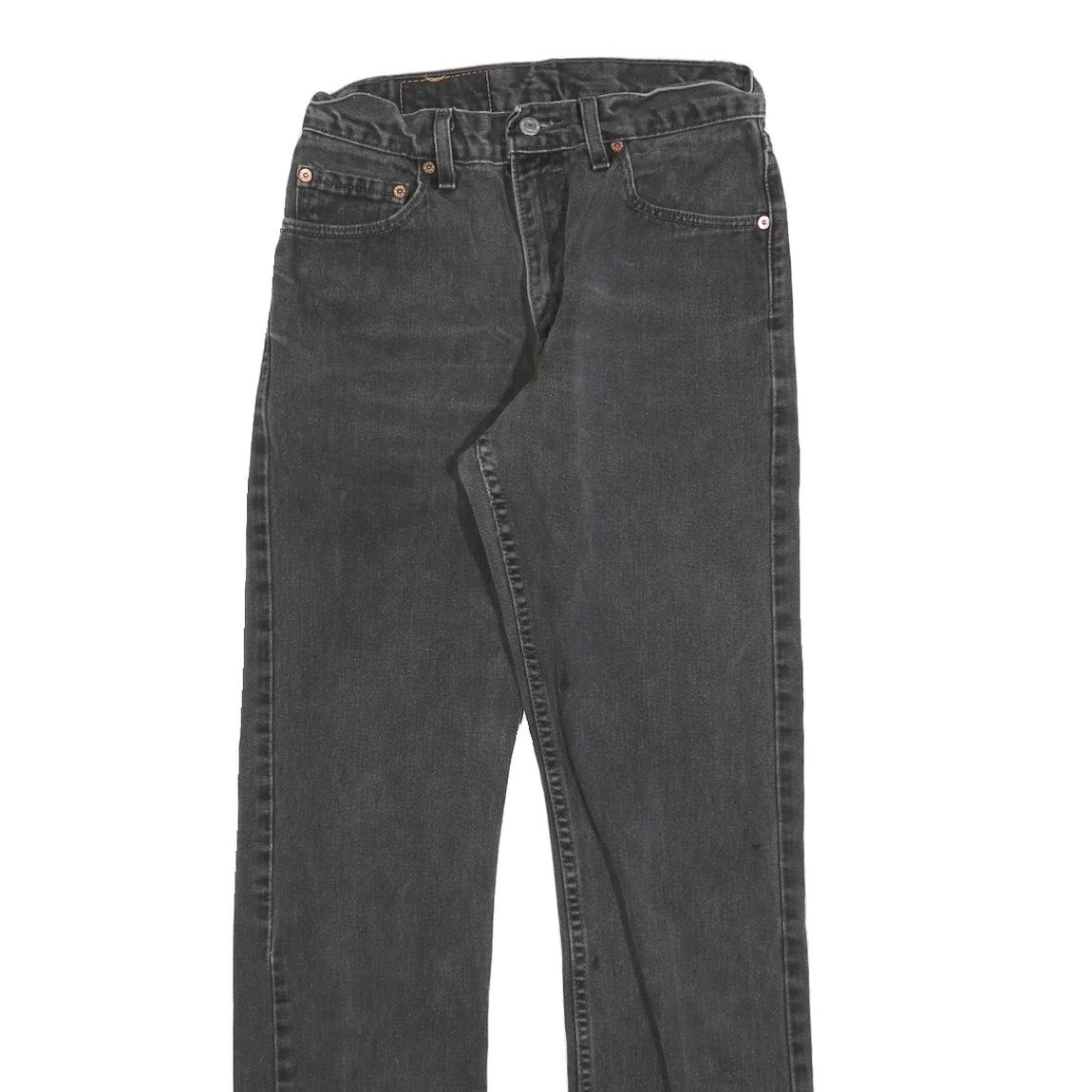 LEVI'S 505 Mens Jeans Black Regular Straight Denim Medium W26 L31 Frayed Hem