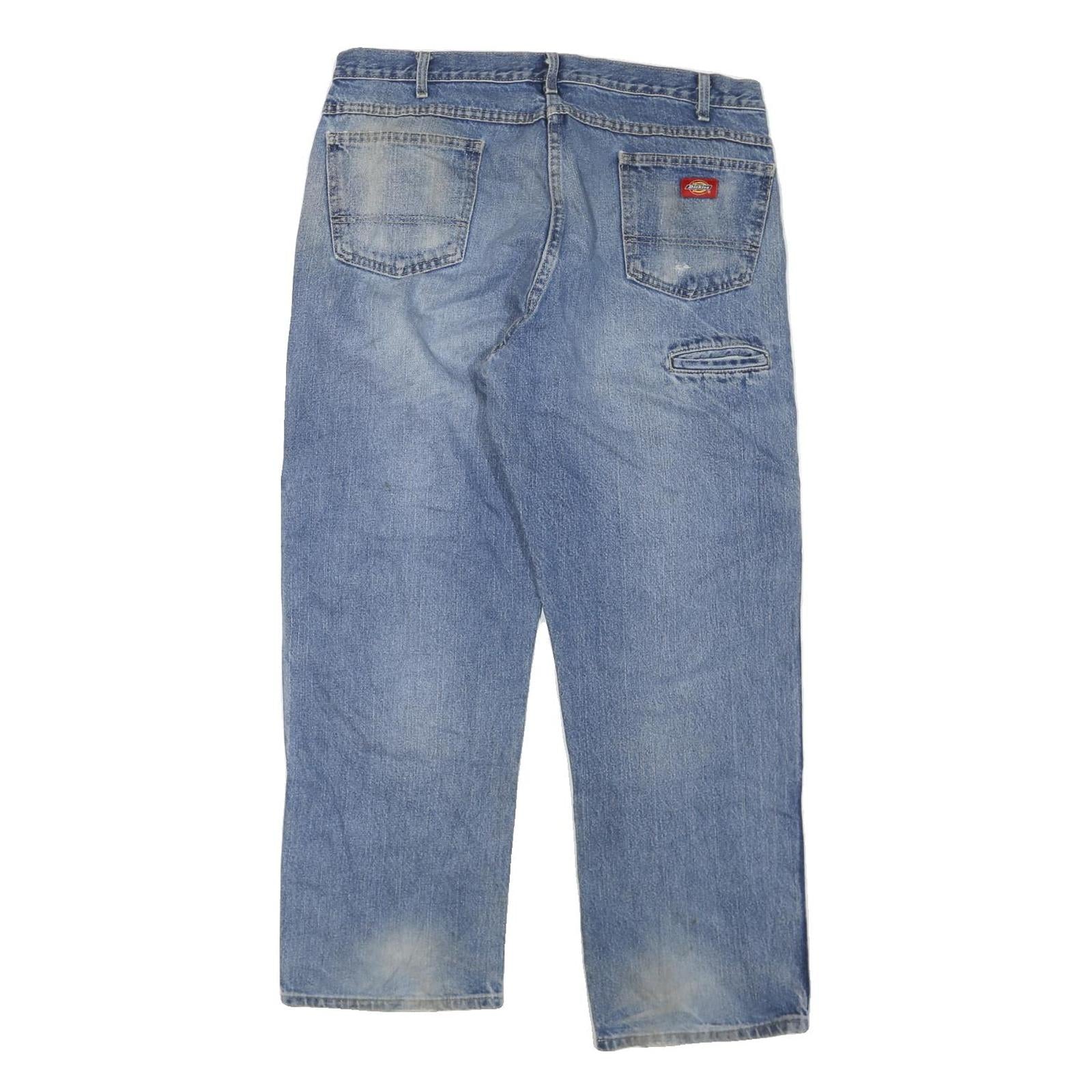 DICKIES Mens Jeans Blue Regular Regular Denim Medium W38 L30 Workwear Zip