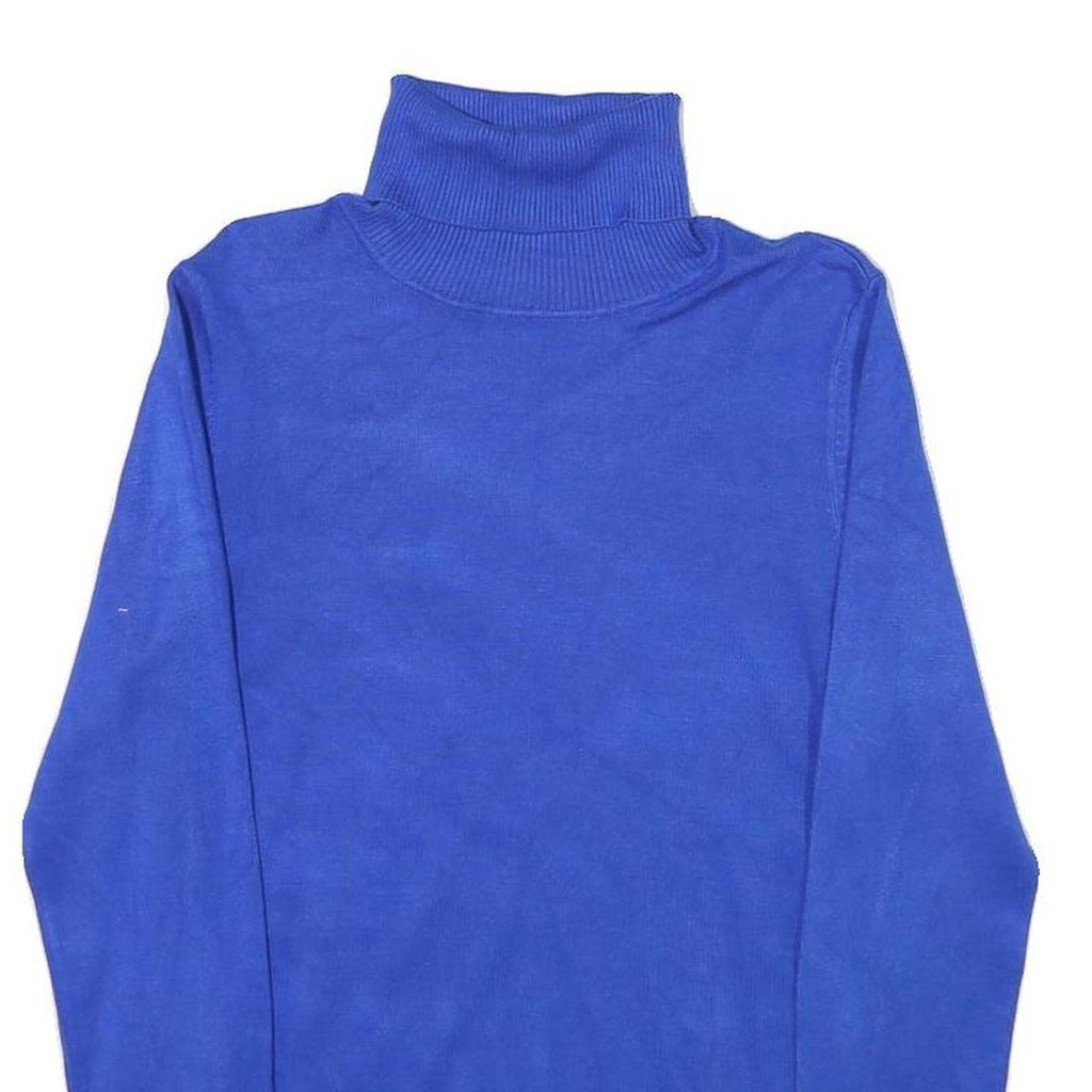 CALVIN KLEIN Mens Blue Plain Roll Neck Basic Knit Jumper M Lightweight Soft