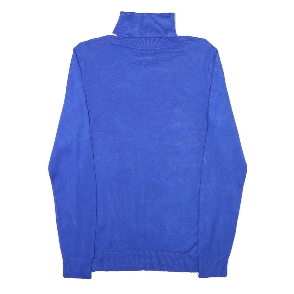 CALVIN KLEIN Mens Blue Plain Roll Neck Basic Knit Jumper M Lightweight Soft