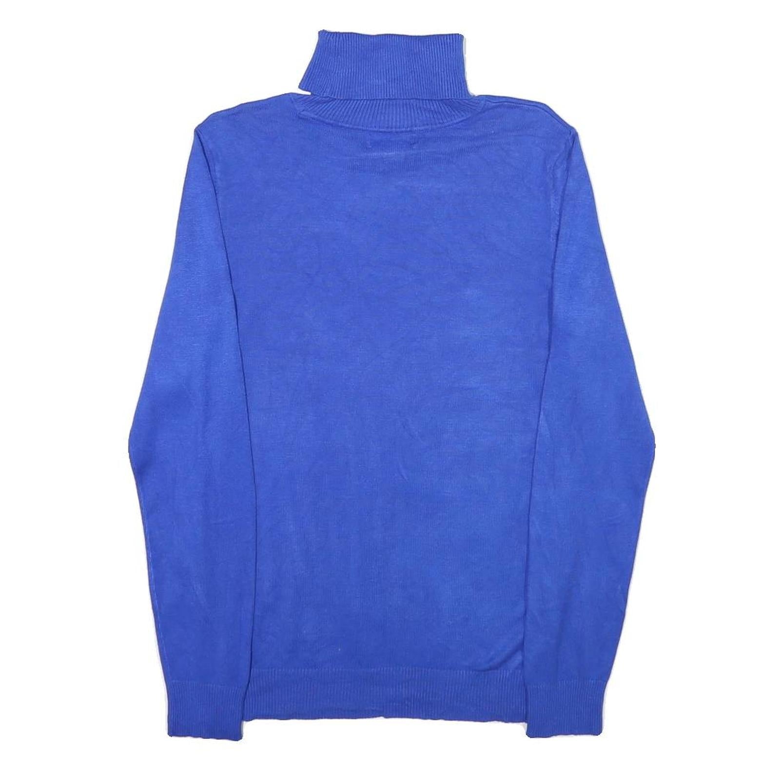 CALVIN KLEIN Mens Blue Plain Roll Neck Basic Knit Jumper M Lightweight Soft