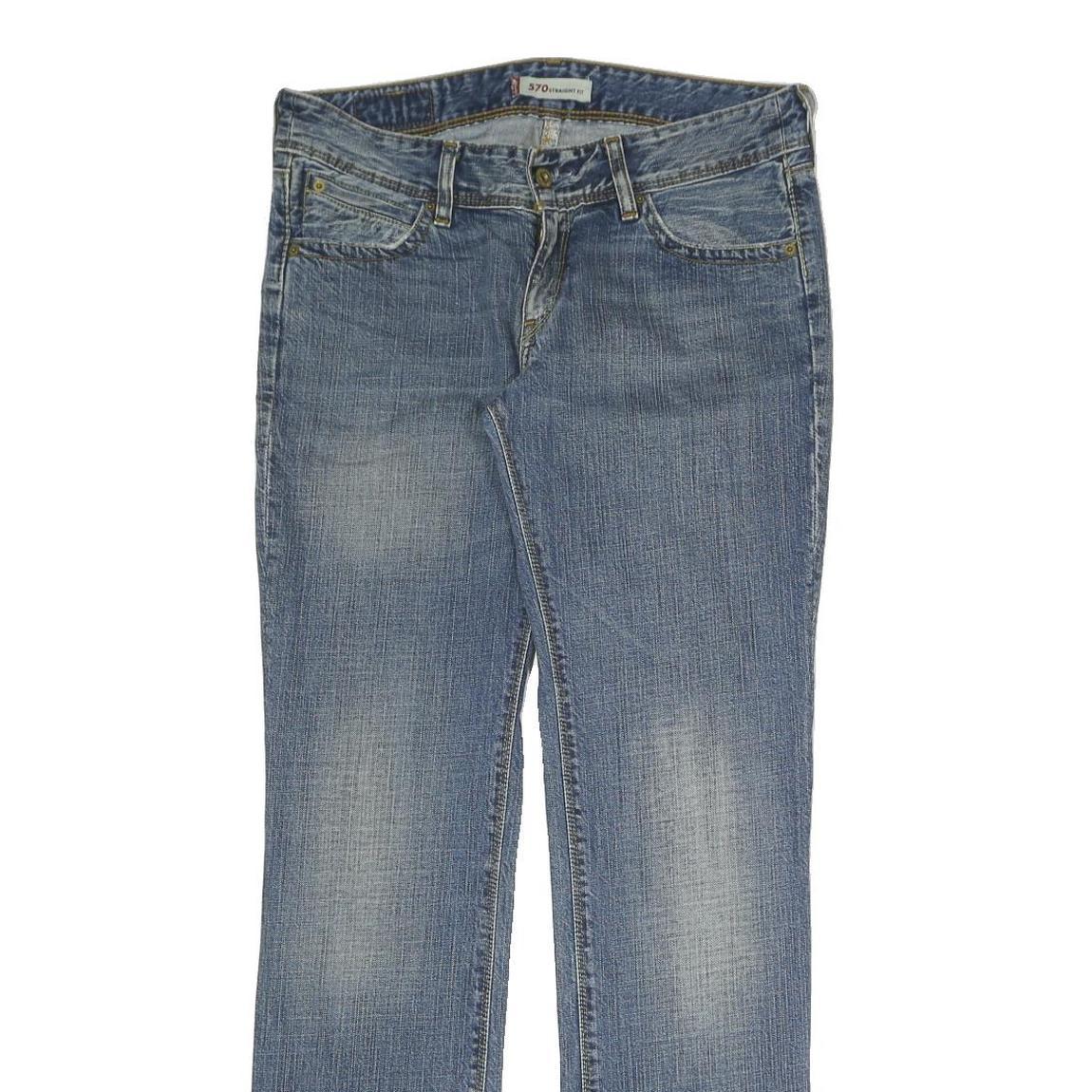 LEVI'S 570 Mens Jeans Blue Regular Straight Denim Medium W31 L34 Zip Cotton