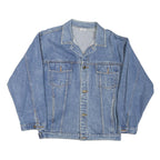 Mens Blue Denim Cotton Blend Button Jacket M Plain Classic Casual Outerwear