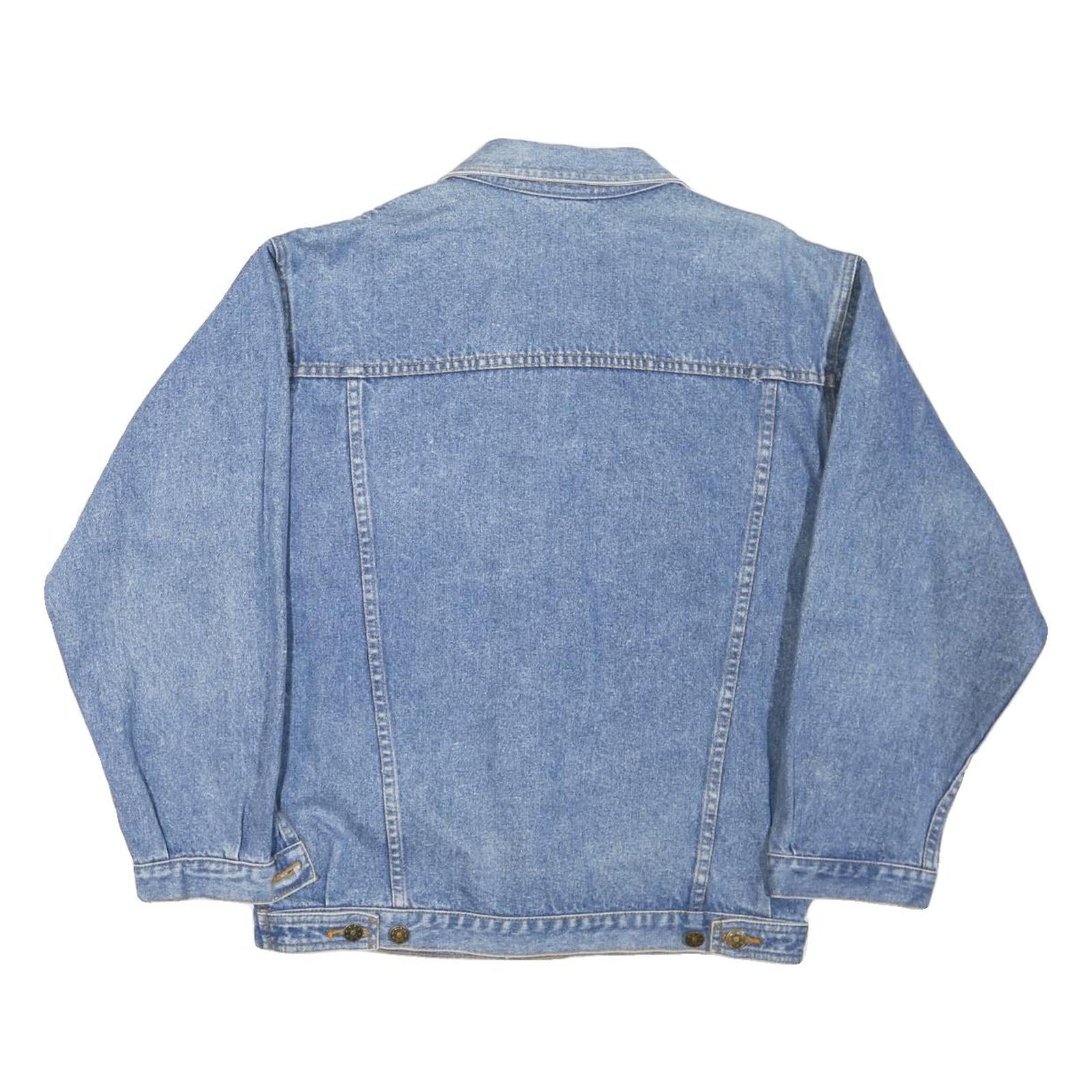 Mens Blue Denim Cotton Blend Button Jacket M Plain Classic Casual Outerwear
