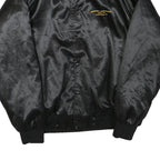AUBURN SPORTSWEAR Mens Black Satin Bomber Jacket XL Polyester Blend Labourers