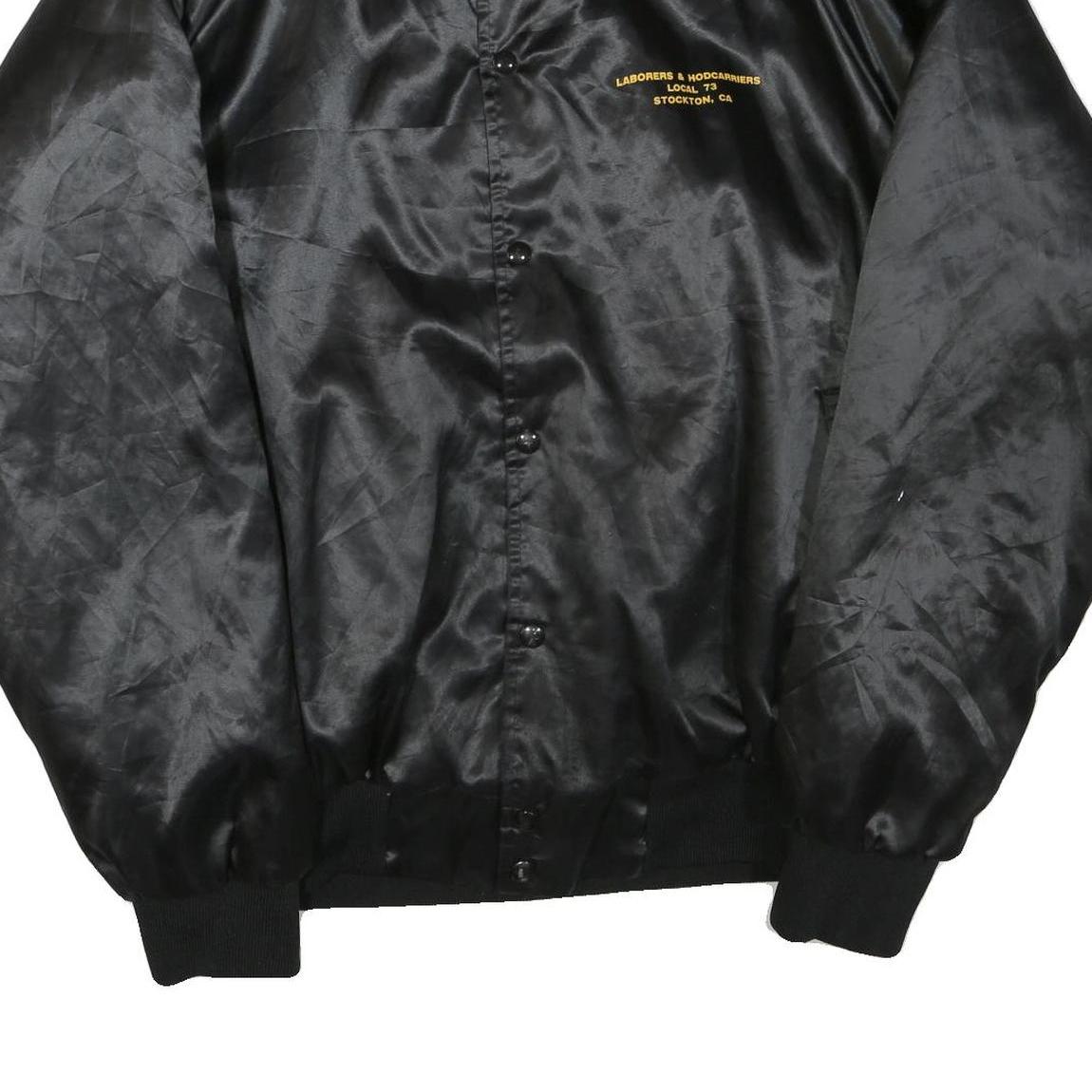 AUBURN SPORTSWEAR Mens Black Satin Bomber Jacket XL Polyester Blend Labourers