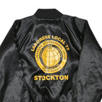 AUBURN SPORTSWEAR Mens Black Satin Bomber Jacket XL Polyester Blend Labourers