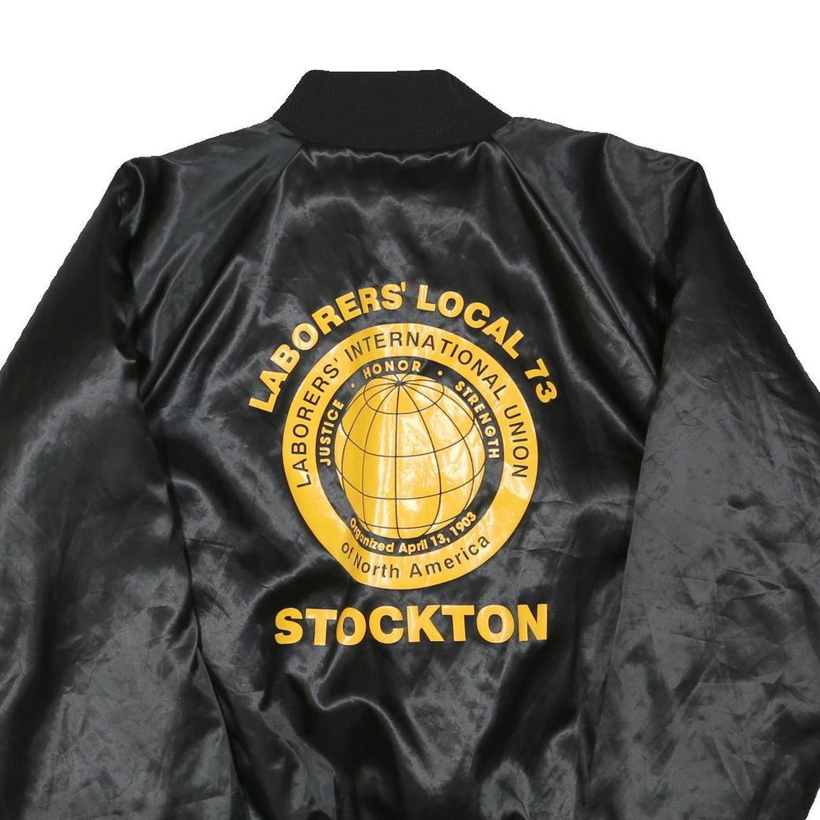 AUBURN SPORTSWEAR Mens Black Satin Bomber Jacket XL Polyester Blend Labourers