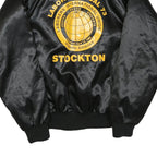 AUBURN SPORTSWEAR Mens Black Satin Bomber Jacket XL Polyester Blend Labourers