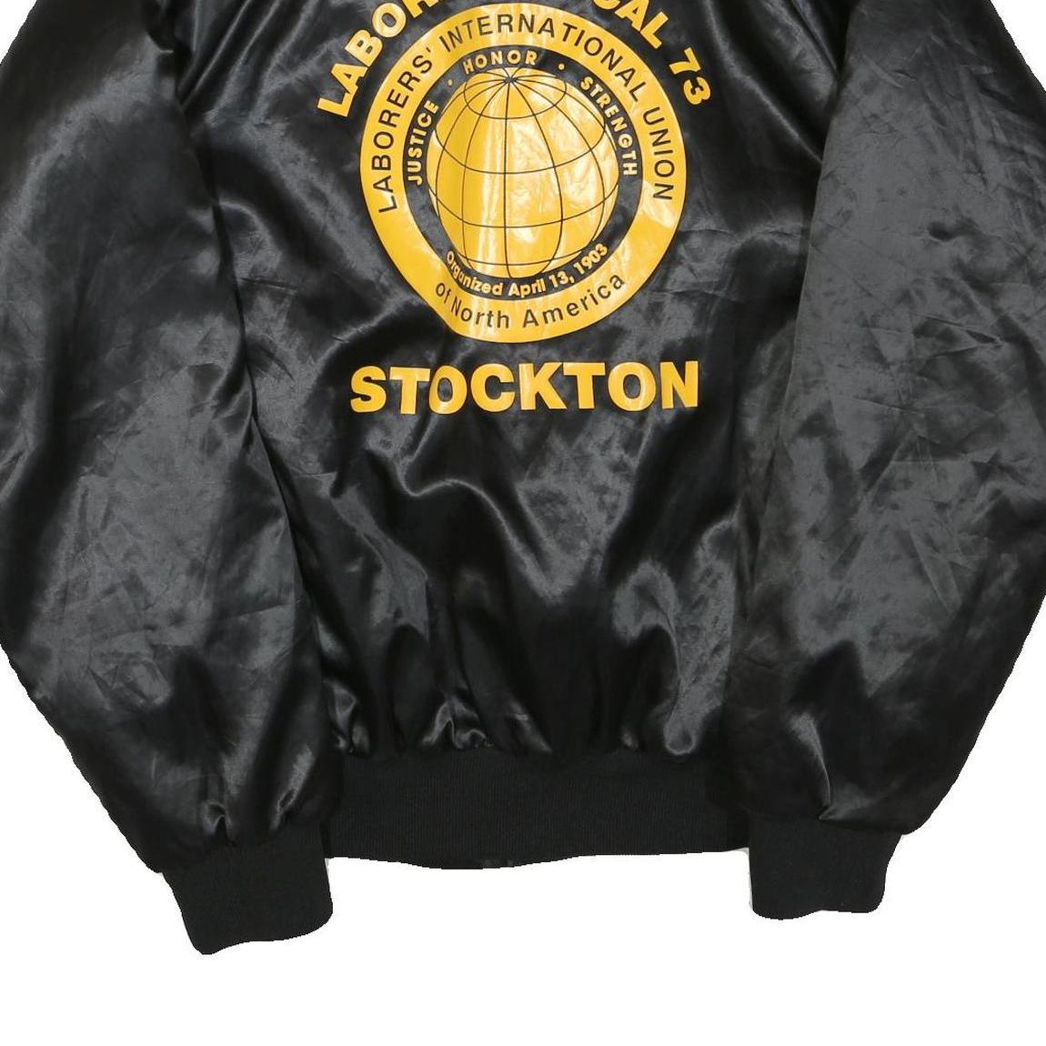 AUBURN SPORTSWEAR Mens Black Satin Bomber Jacket XL Polyester Blend Labourers