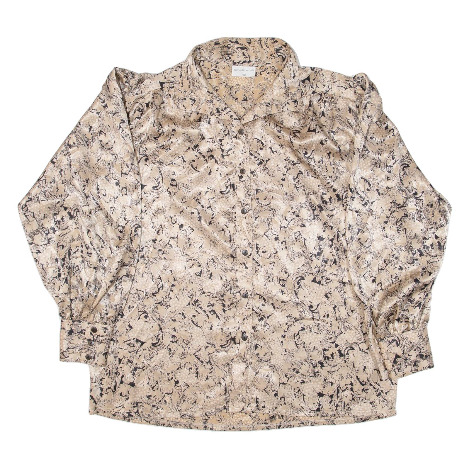 SERGIO DI LAURENTI Womens Shirt Gold Paisley Long Sleeve L