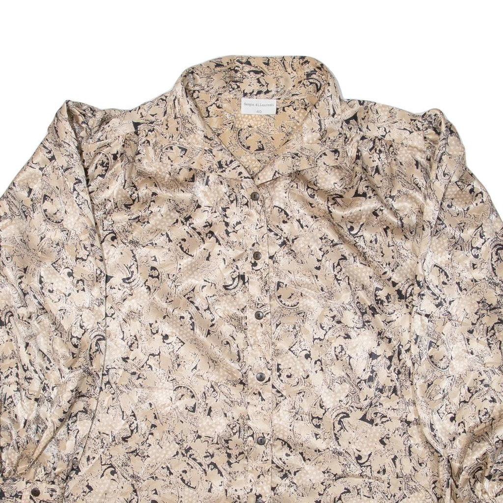 SERGIO DI LAURENTI Womens Shirt Gold Paisley Long Sleeve L