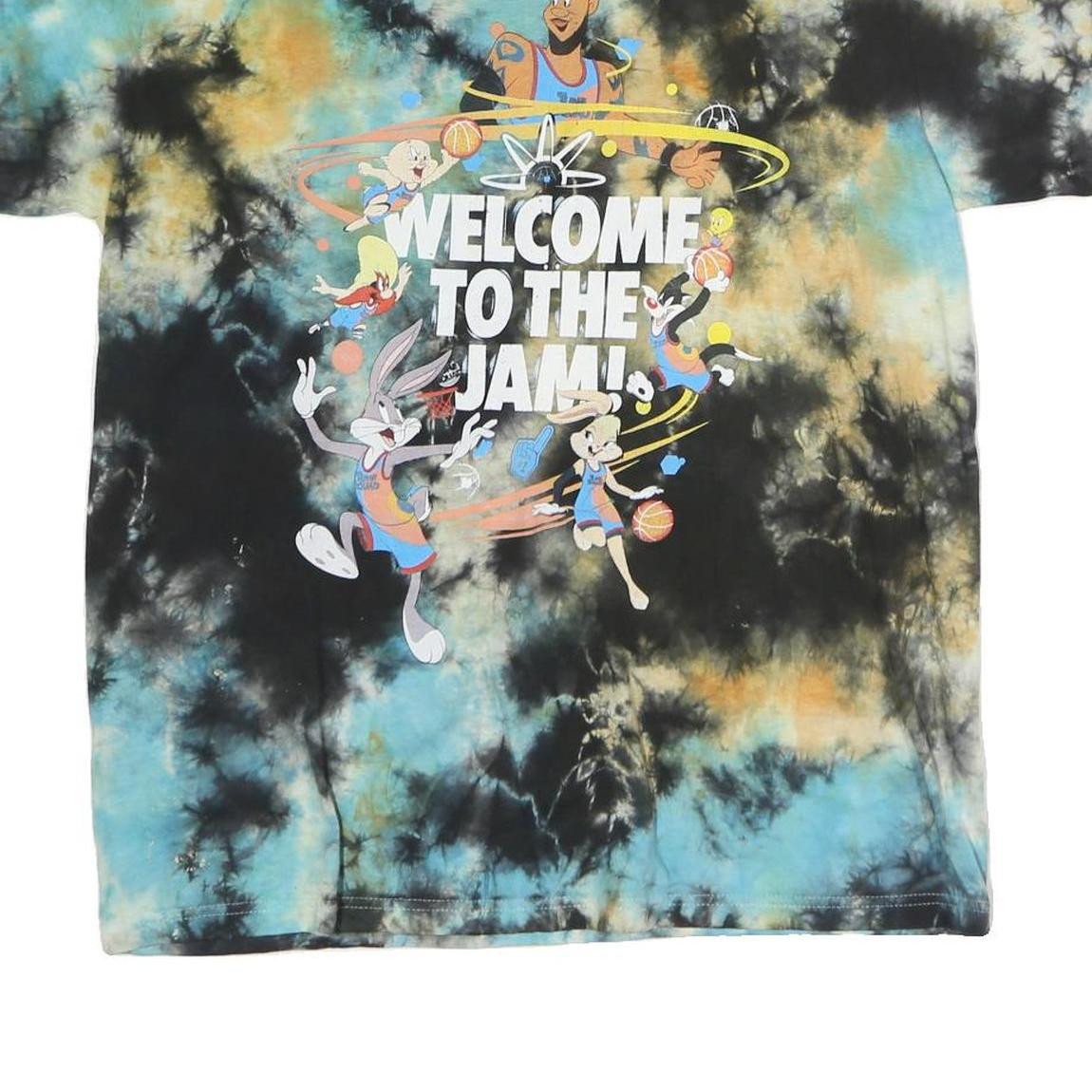 SPACE JAM Mens Blue & Beige Tie Dye Graphic T-Shirt M Short Sleeve Crew Neck