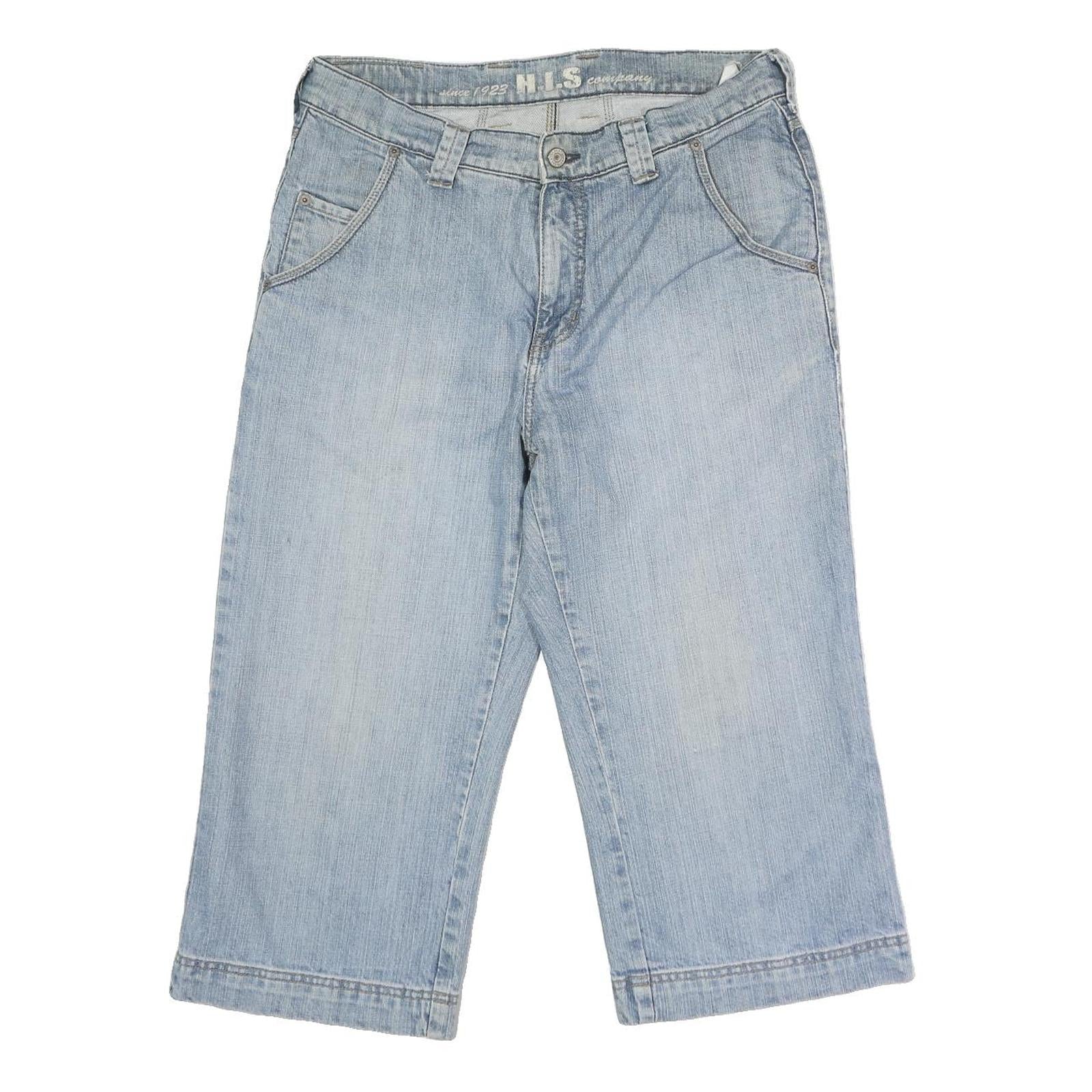 H.I.S Mens Blue Regular Fit Straight Cotton Denim W32 L20 Casual Jeans