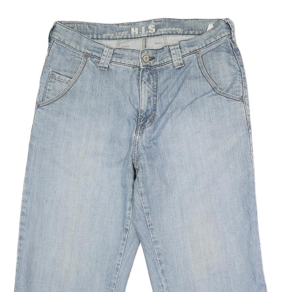 H.I.S Mens Blue Regular Fit Straight Cotton Denim W32 L20 Casual Jeans