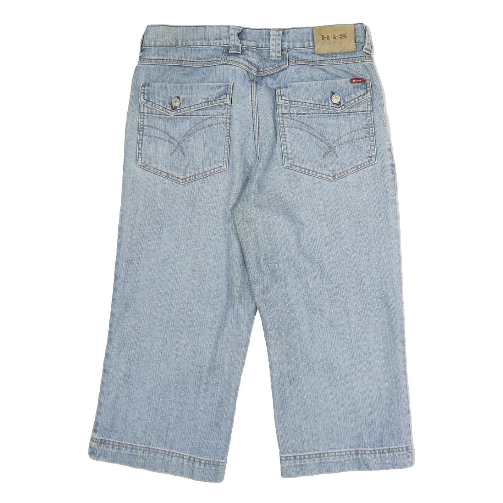 H.I.S Mens Blue Regular Fit Straight Cotton Denim W32 L20 Casual Jeans