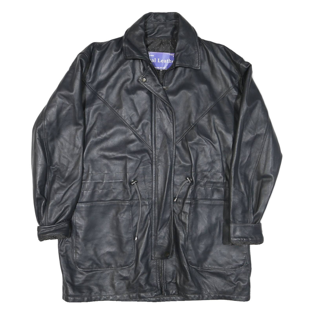 Mens Black Leather Classic Jacket XS Leather Zip Plain Stylish Lightweight