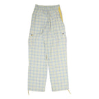 Womens Cotton Blend Regular Fit Straight Trousers Blue & Cream Check W24 L20