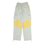 Womens Cotton Blend Regular Fit Straight Trousers Blue & Cream Check W24 L20